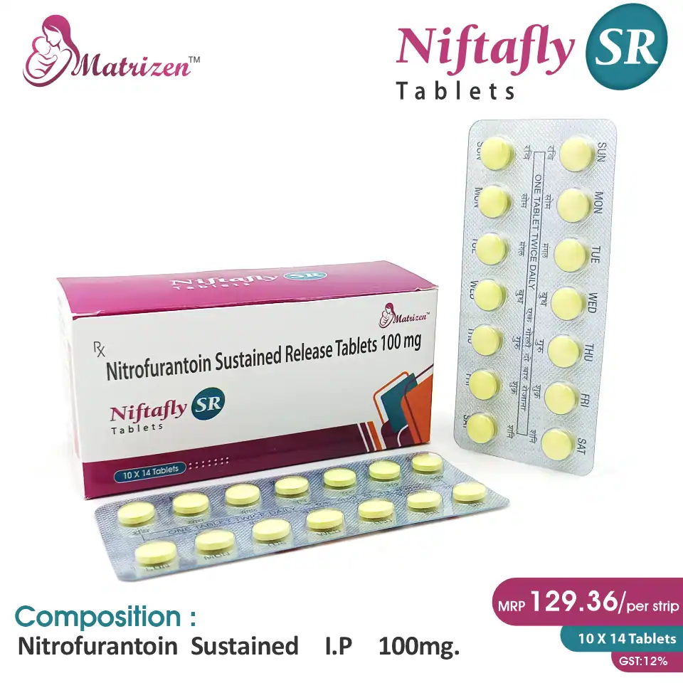 Nitrofurantoin 100mg at the best price in PCD Pharma Franchise for Antibiotic and Urinary Tract Infection Treatment.